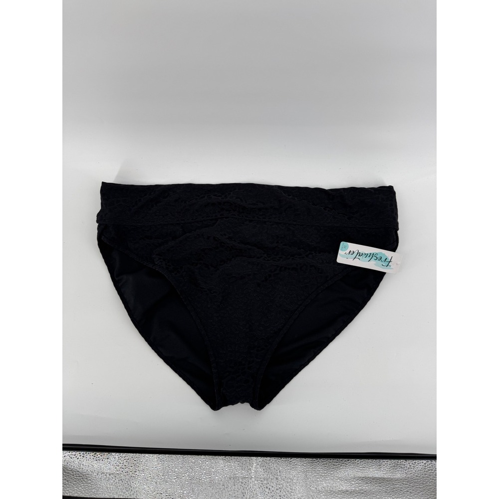 Freshwater Womens Black Leopard Jacquard High Waist Bikini Bottom 3X NWT